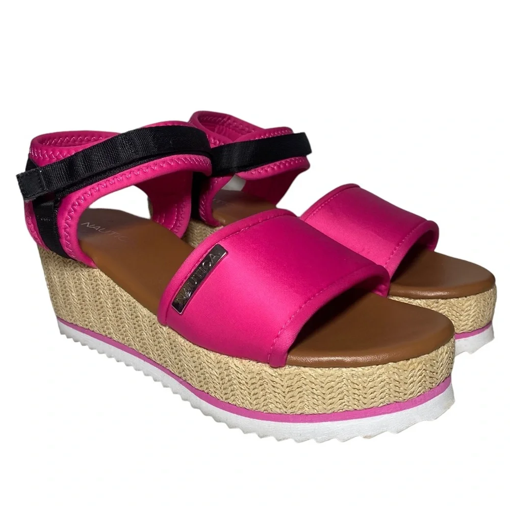 Nautica espadrilles pink nylon Womens size‎ 8.5